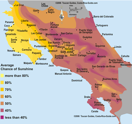 How does Costa Rica weather in January vary by region? Find the best spots for sun during this month.