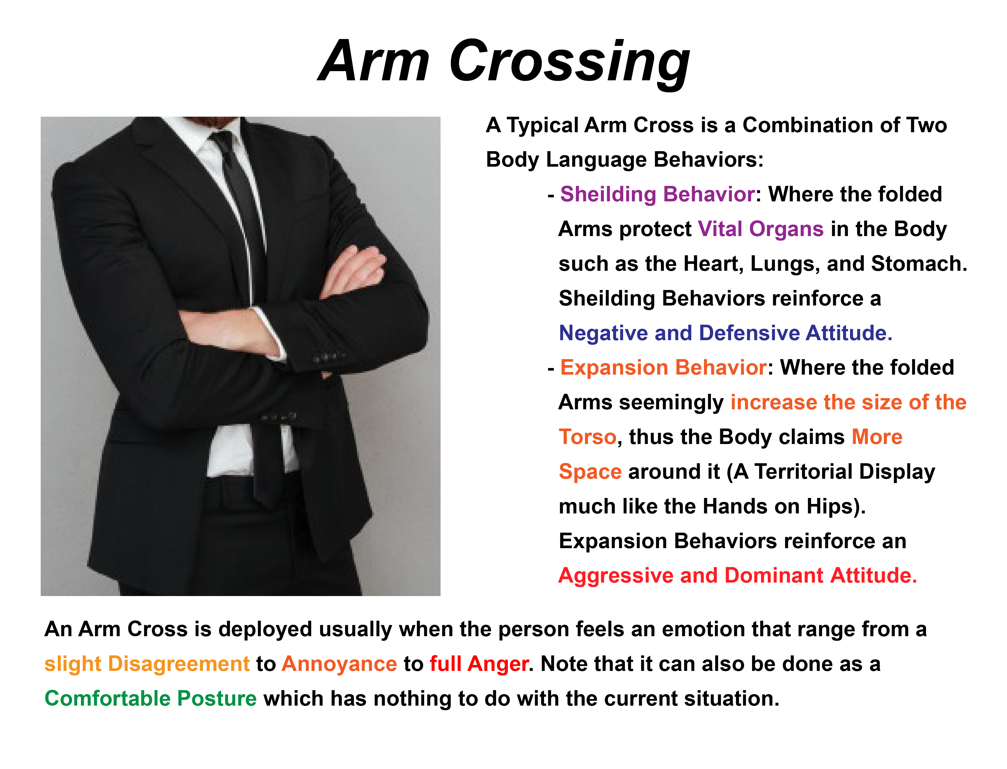 Crossed arms body language in daily talks: How to easily interpret this very common gesture.
