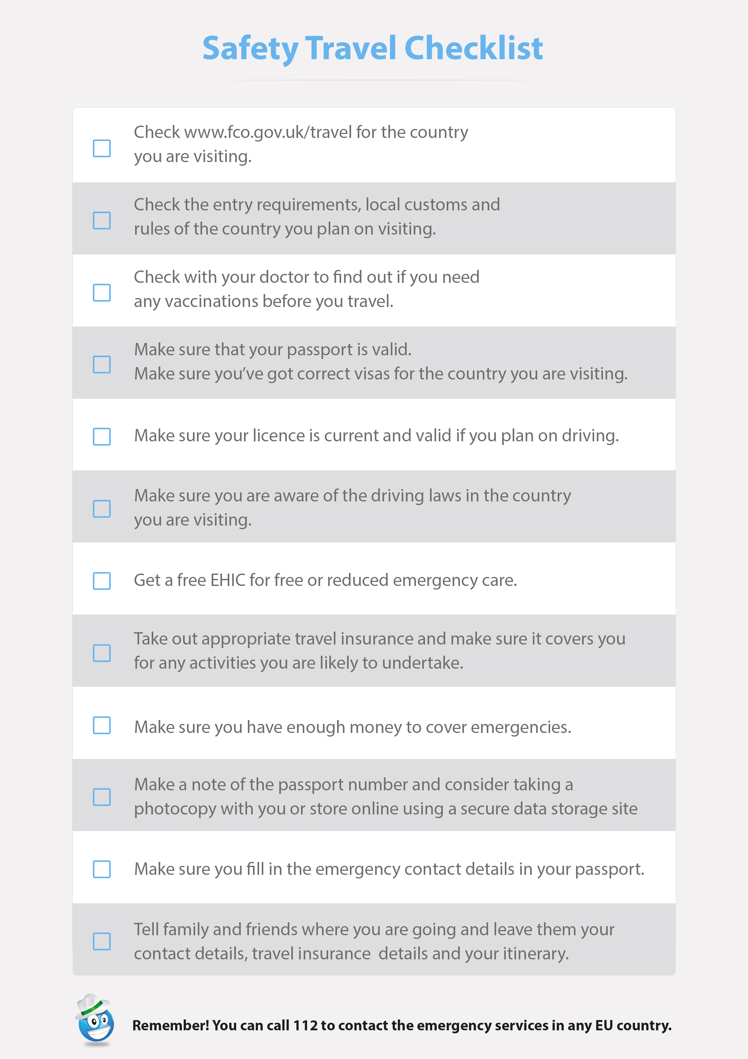 How to stay safe when visiting countries with high disease rates? A smart travelers checklist for you.